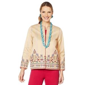 RARA AVIS by IRIS APFEL Embroidered Short Jacket in Neutral color